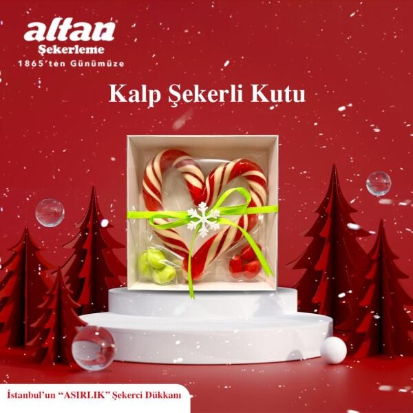 Kırmızı Beyaz Kalp Şeker Kutusu